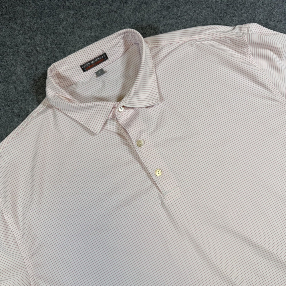 Peter Millar Polo Shirt Mens XL Pink Striped Summer Comfort Cowboys Golf Club